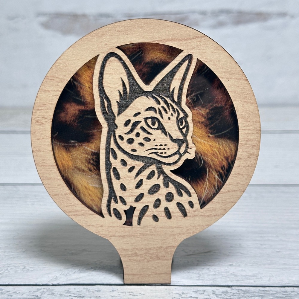 Savannah Cat Silhouette Wooden Night‎ Light Handmade Custom Home Decor Gifts